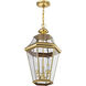 Georgetown 3 Light 13 inch Polished Brass Outdoor Pendant Lantern