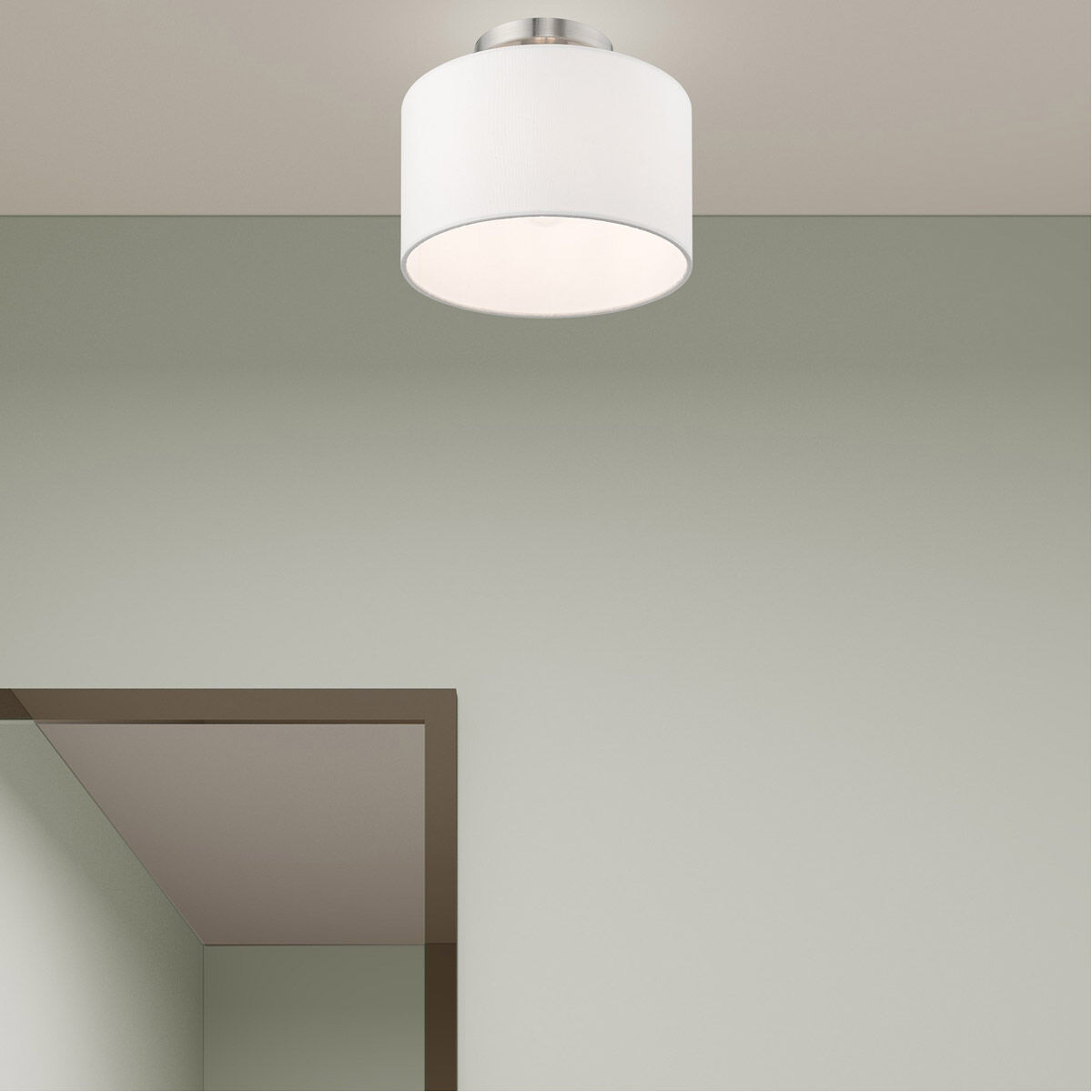 Clark 1 Light 10 inch Brushed Nickel Semi-Flush Mount Ceiling Light