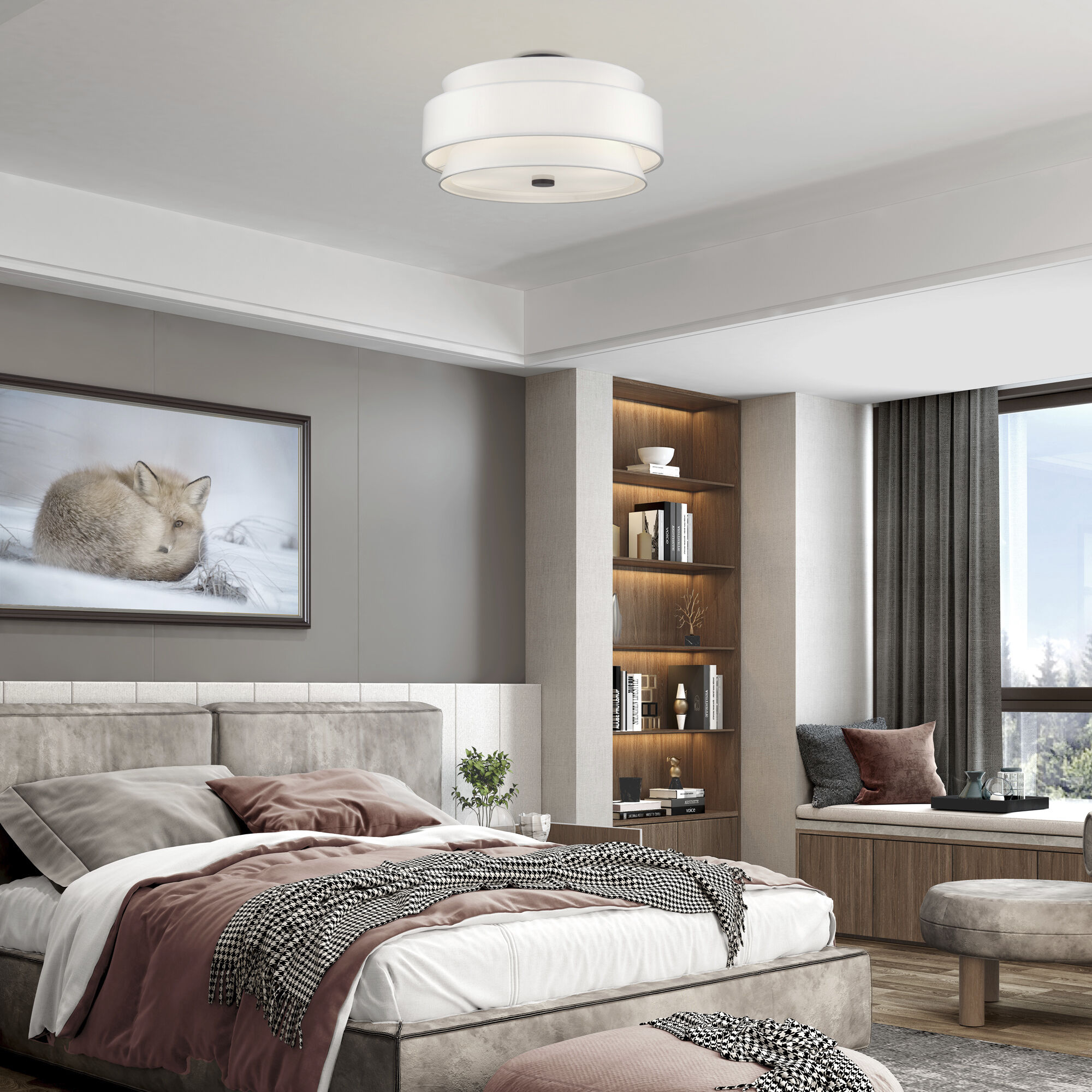 Fontana 5 Light 21 inch Bronze Semi-Flush Ceiling Light