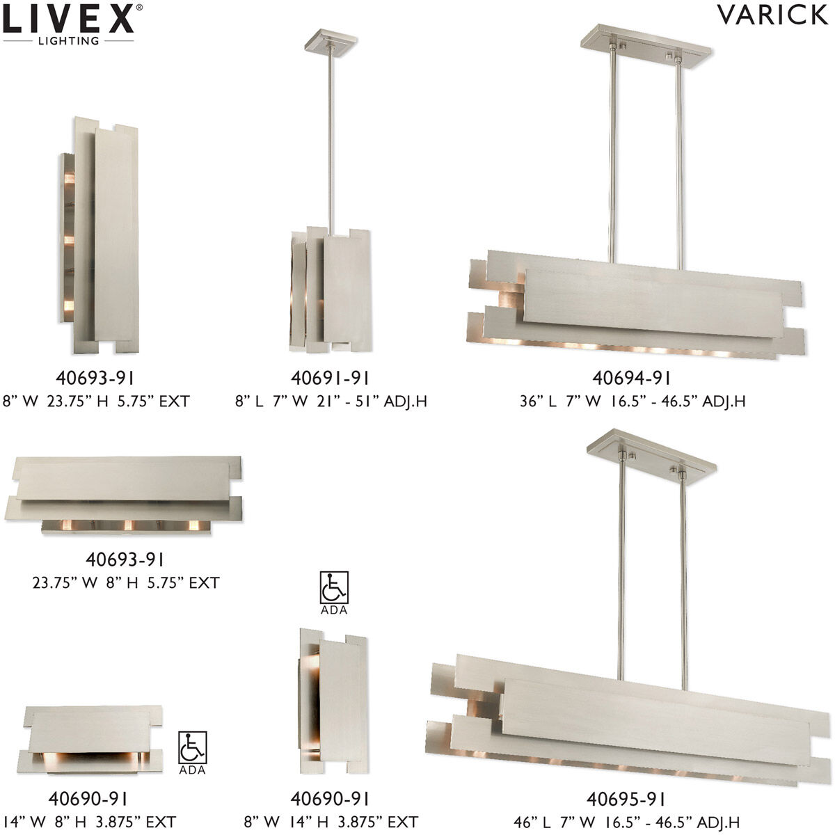 Varick 4 Light 36 inch Brushed Nickel Linear Chandelier Ceiling Light