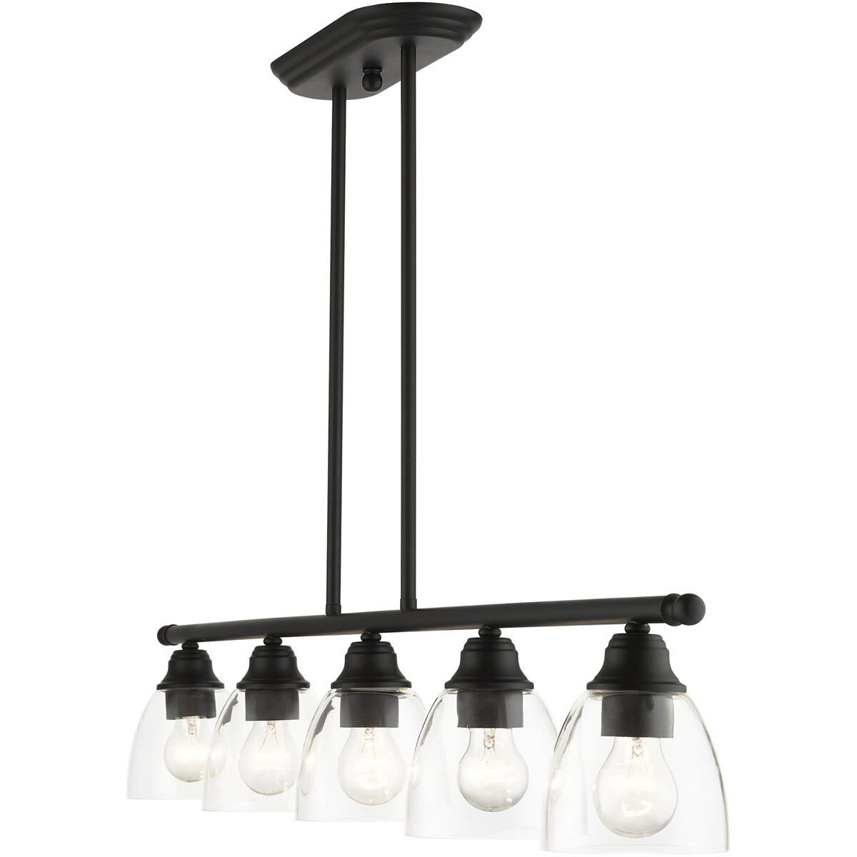Montgomery 5 Light 45 inch Black Linear Chandelier Ceiling Light