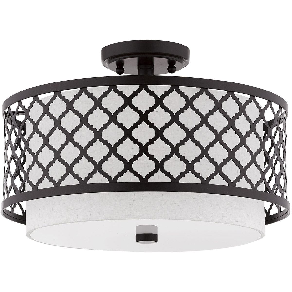 Arabesque 3 Light 15 inch English Bronze Semi-Flush Mount Ceiling Light