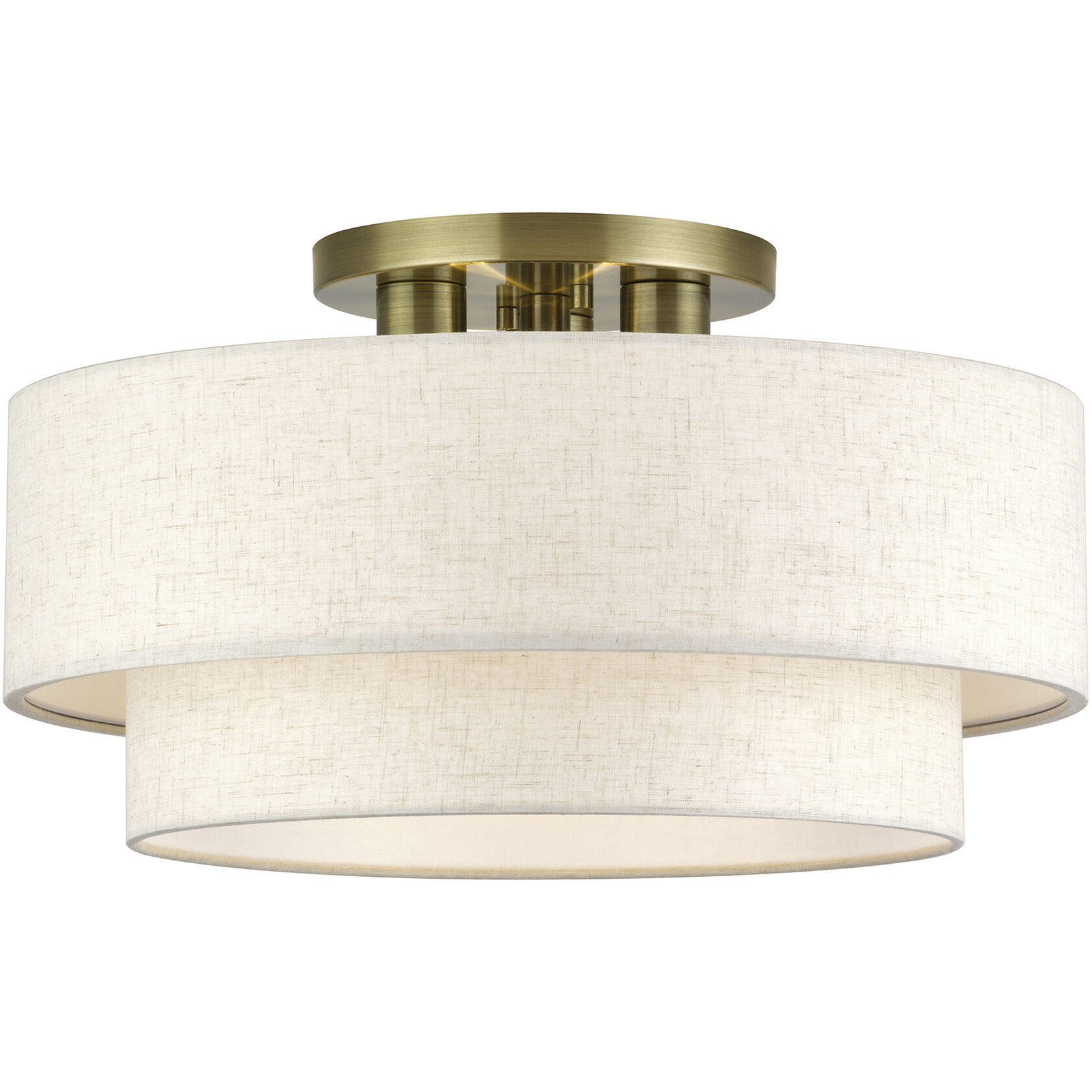 Manorwood 3 Light 18 inch Antique Brass Semi Flush Mount Ceiling Light, Large