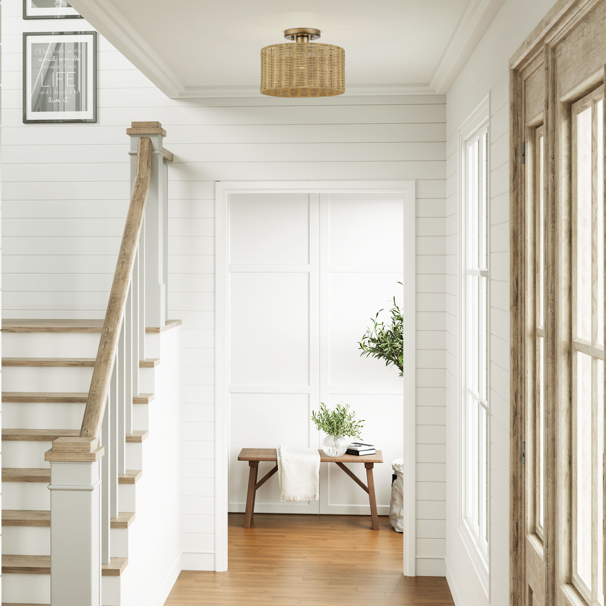 Weavington 1 Light 12 inch Antique Gold Leaf Semi Flush Mount Ceiling Light, Medium