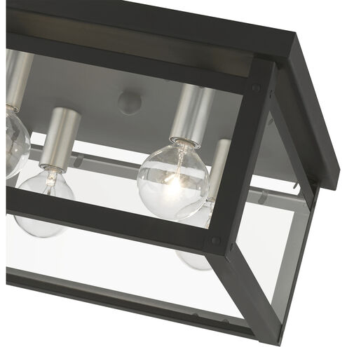 Milford 4 Light 11 inch Black with Brushed Nickel Finish Candles Flush Mount Ceiling Light, Square