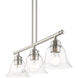 Moreland 3 Light 30 inch Brushed Nickel Linear Chandelier Ceiling Light