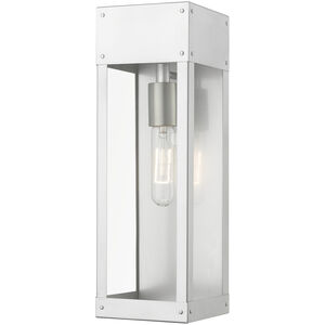 Barrett 1 Light 15 inch Painted Satin Nickel with Brushed Nickel Candle Outdoor Wall Lantern