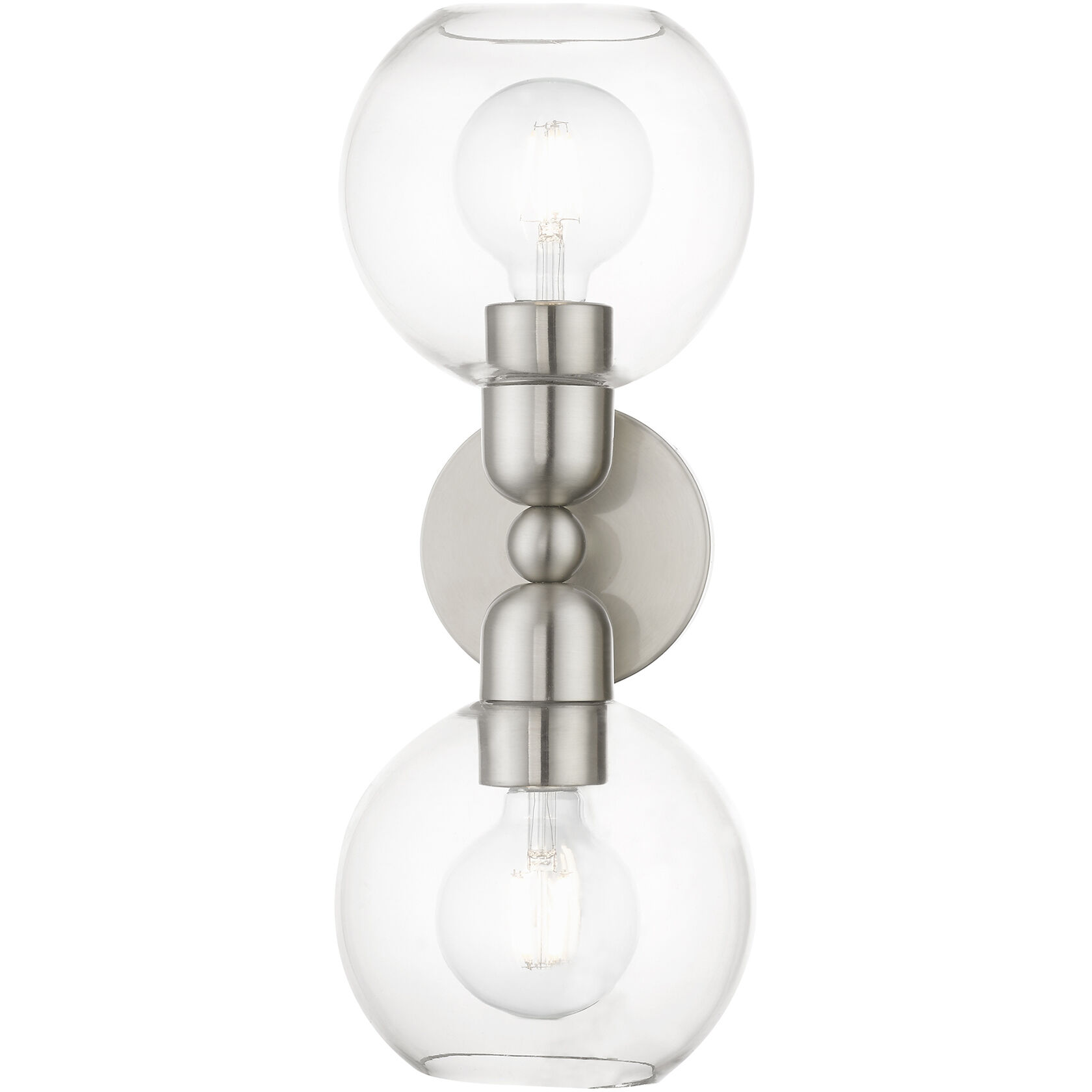 Downtown 2 Light 7 inch Brushed Nickel Vanity Sconce Wall Light, Sphere