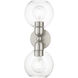 Downtown 2 Light 7 inch Brushed Nickel Vanity Sconce Wall Light, Sphere