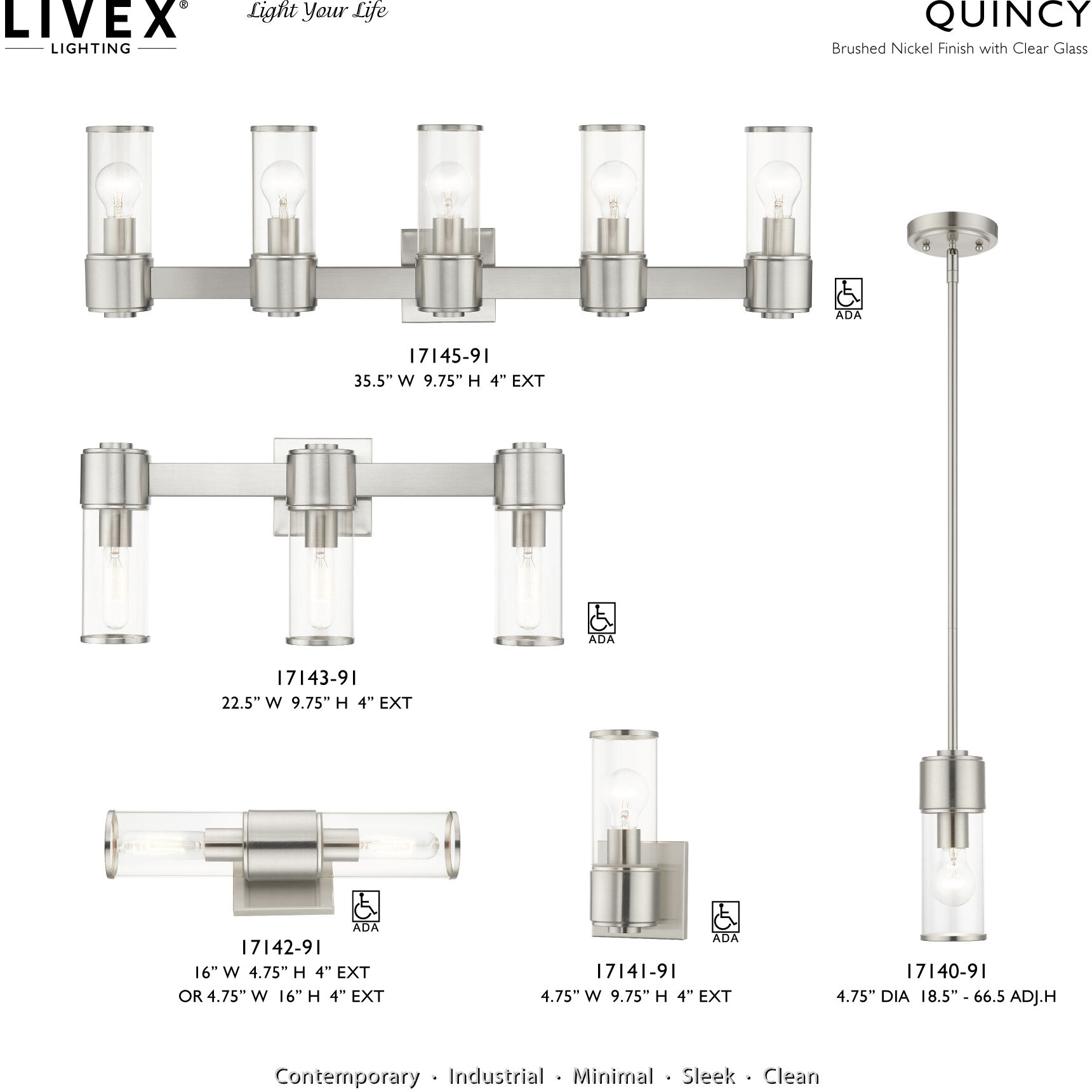 Quincy 2 Light 16 inch Brushed Nickel Vanity Sconce Wall Light