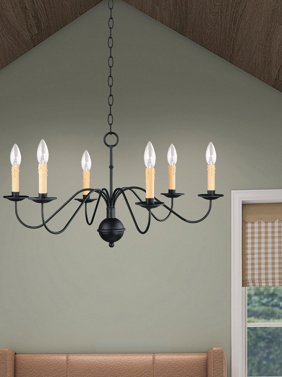 Heritage 6 Light 28 inch Black Chandelier Ceiling Light