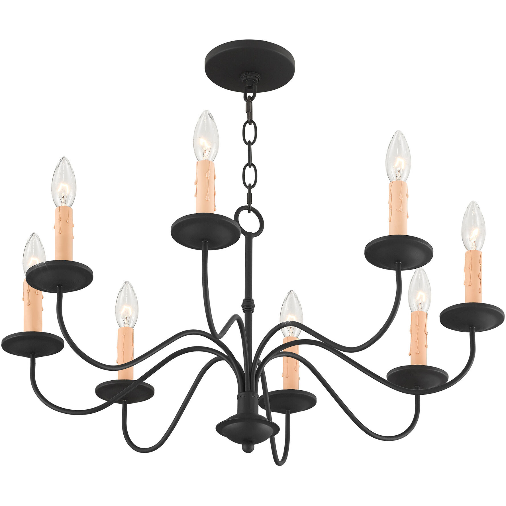 Heritage 8 Light 25 inch Black Chandelier Ceiling Light