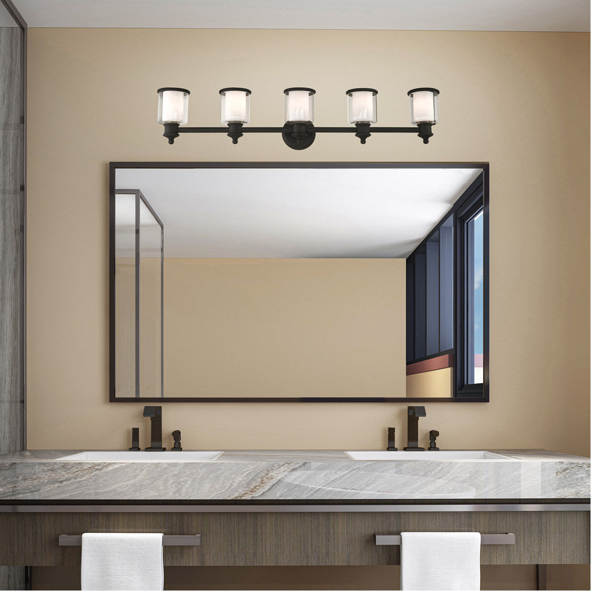 Middlebush 5 Light 46 inch Black Vanity Sconce Wall Light