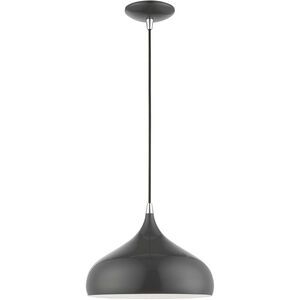 Amador 1 Light 12 inch Shiny Dark Gray with Polished Chrome Accents Pendant Ceiling Light