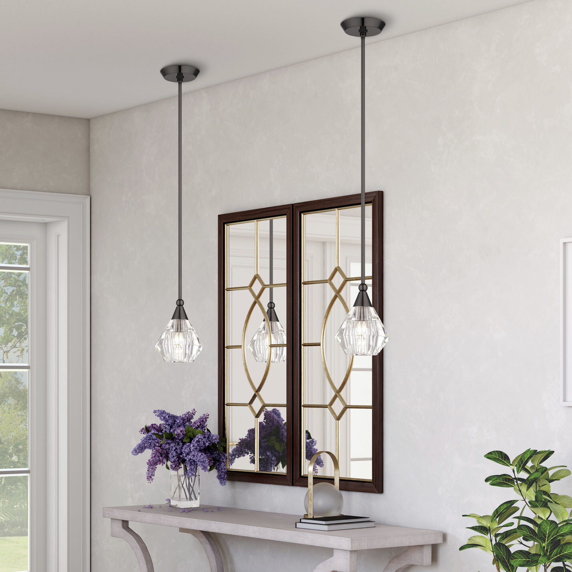 Brussels 1 Light 7 inch Black Chrome Pendant Ceiling Light, Crystal, Single