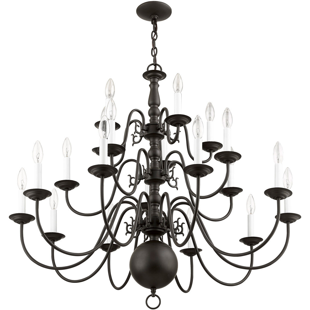 Williamsburgh 20 Light 36 inch Bronze Chandelier Ceiling Light