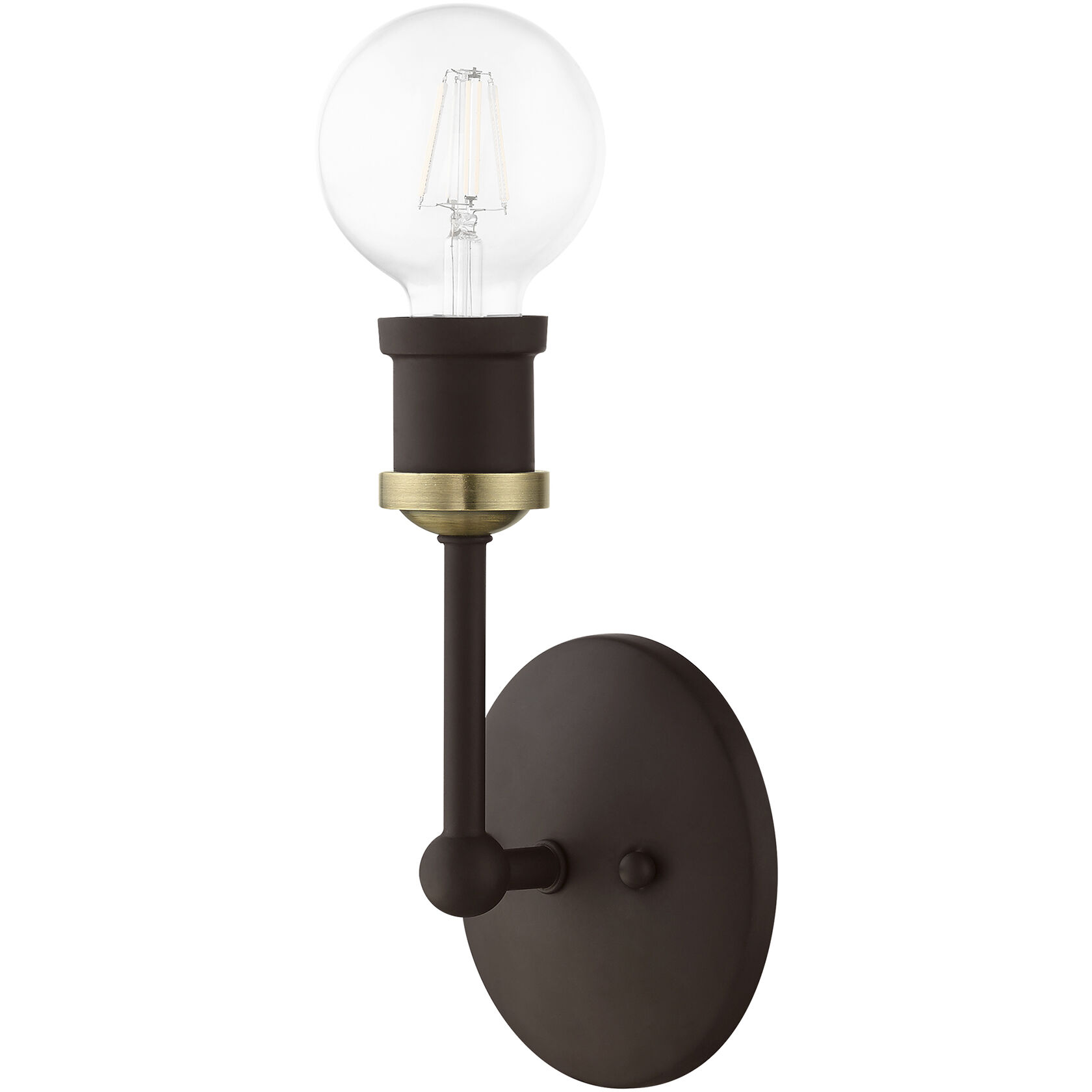 Lansdale 1 Light 5 inch Bronze with Antique Brass Accents Vanity Sconce Wall Light