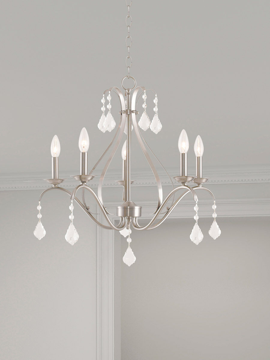 Caterina 5 Light 24 inch Brushed Nickel Chandelier Ceiling Light