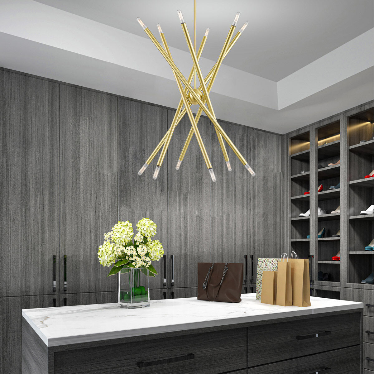 Soho 12 Light 28 inch Satin Brass Chandelier Ceiling Light