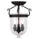Jefferson 3 Light 10 inch Black Semi-Flush Mount Ceiling Light