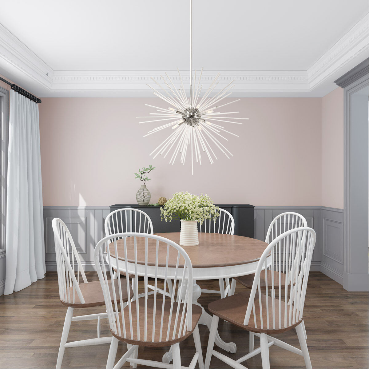 Utopia 8 Light 34 inch Polished Chrome Pendant Chandelier Ceiling Light