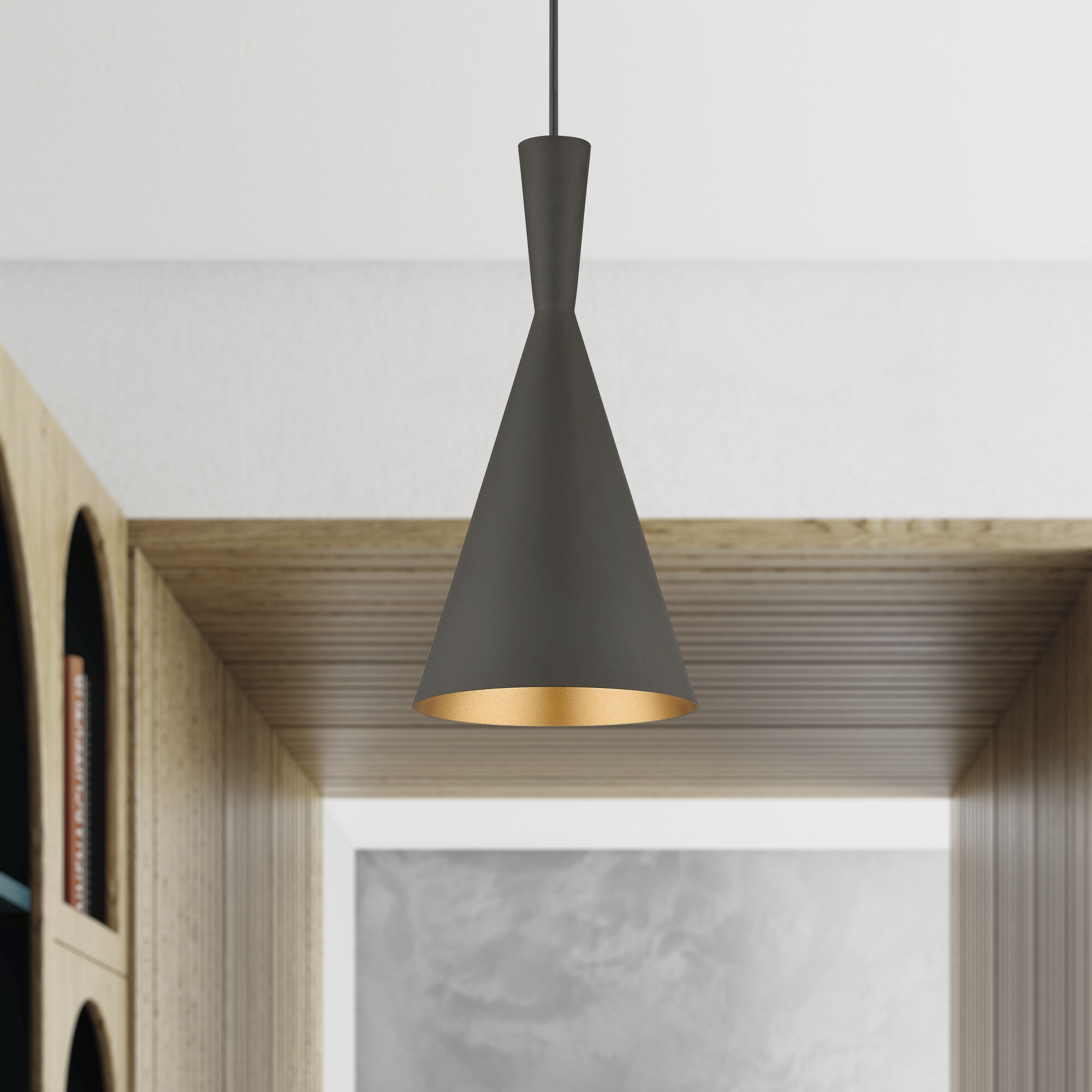 Waldorf 1 Light 7.25 inch Bronze with Antique Brass Finish Accents Pendant Ceiling Light in Bronze with Antique Brass Accent