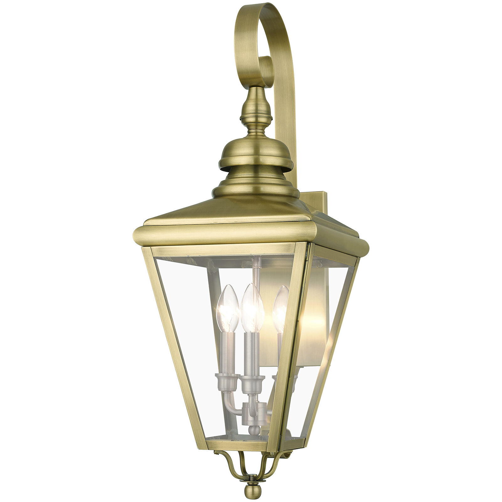 Adams 3 Light 10.63 inch Antique Brass with Brushed Nickel Finish Cluster Outdoor Large Wall Lantern Wall Light