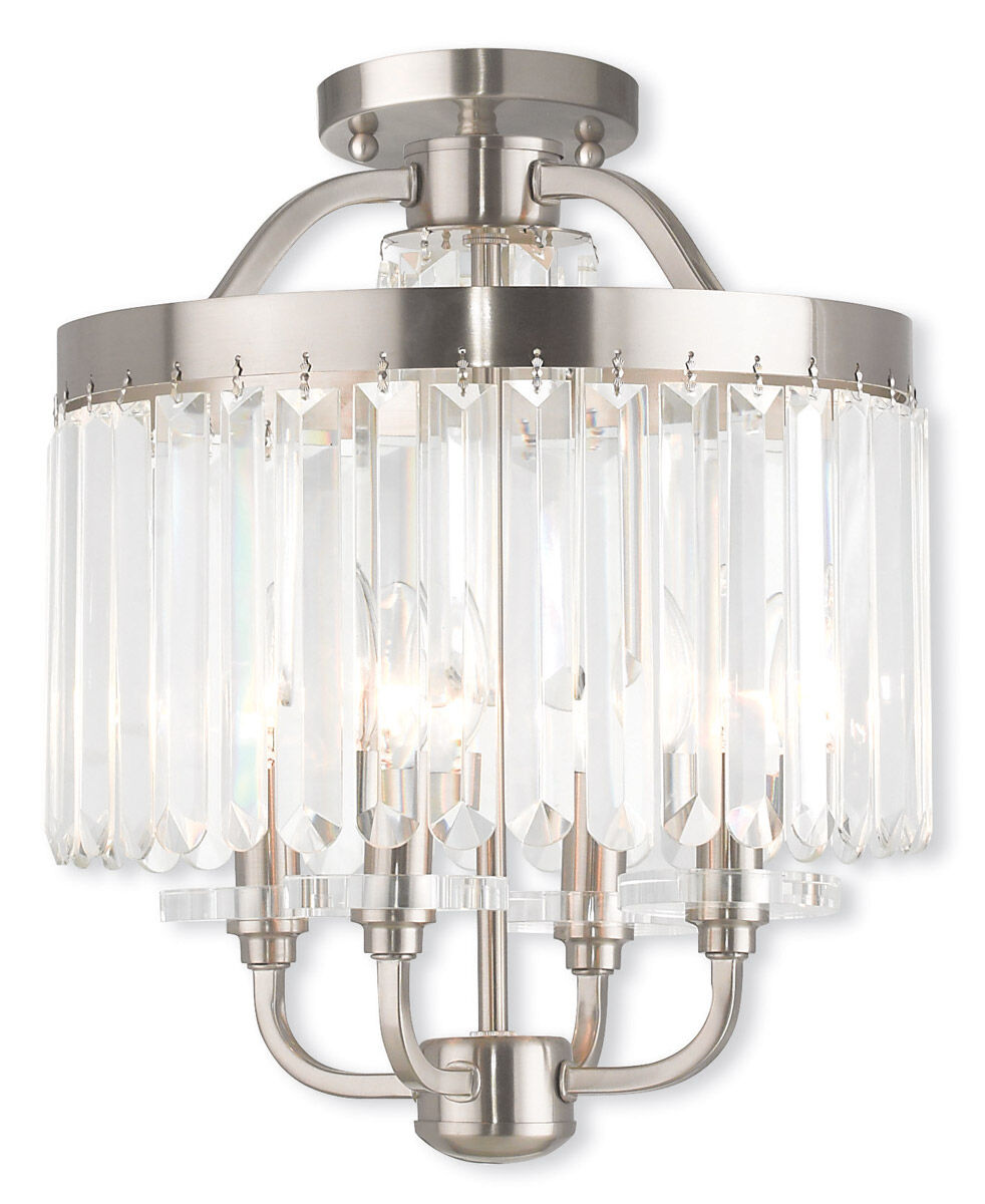 Ashton 4 Light 13 inch Brushed Nickel Convertible Mini Chandelier/Ceiling Mount Ceiling Light