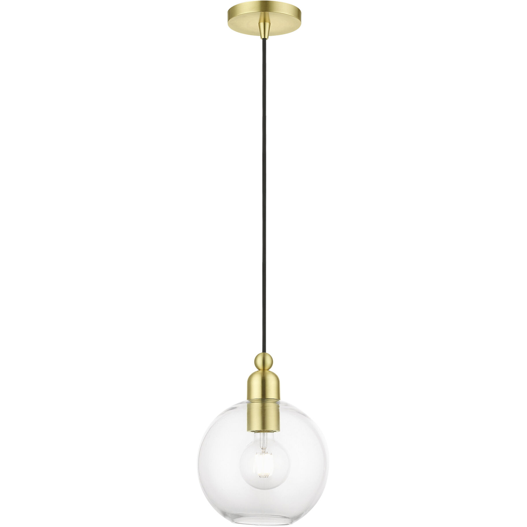 Downtown 1 Light 8 inch Satin Brass Pendant Ceiling Light, Sphere