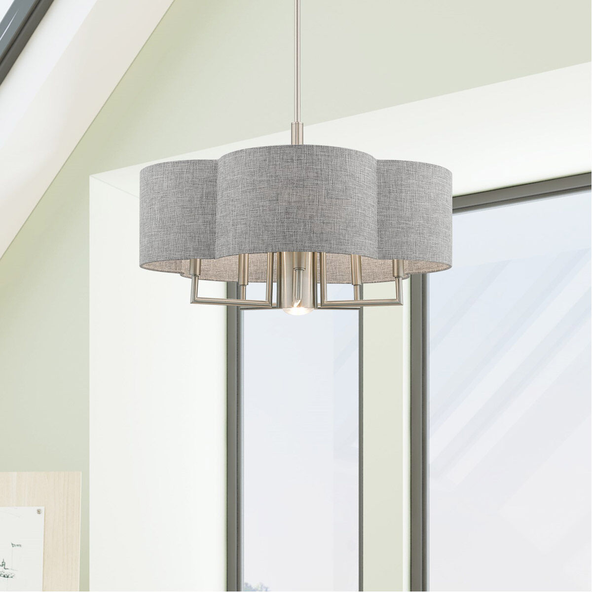Kalmar 6 Light 24 inch Brushed Nickel Pendant Chandelier Ceiling Light