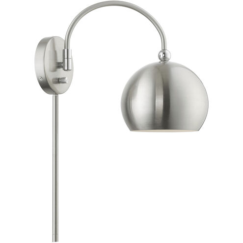 Stockton 15 inch 60.00 watt Brushed Nickel with Polished Chrome Accents Swing Arm Wall Lamp Wall Light