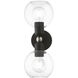 Downtown 2 Light 6.5 inch Black with Brushed Nickel Accents Vanity Sconce Wall Light, Sphere