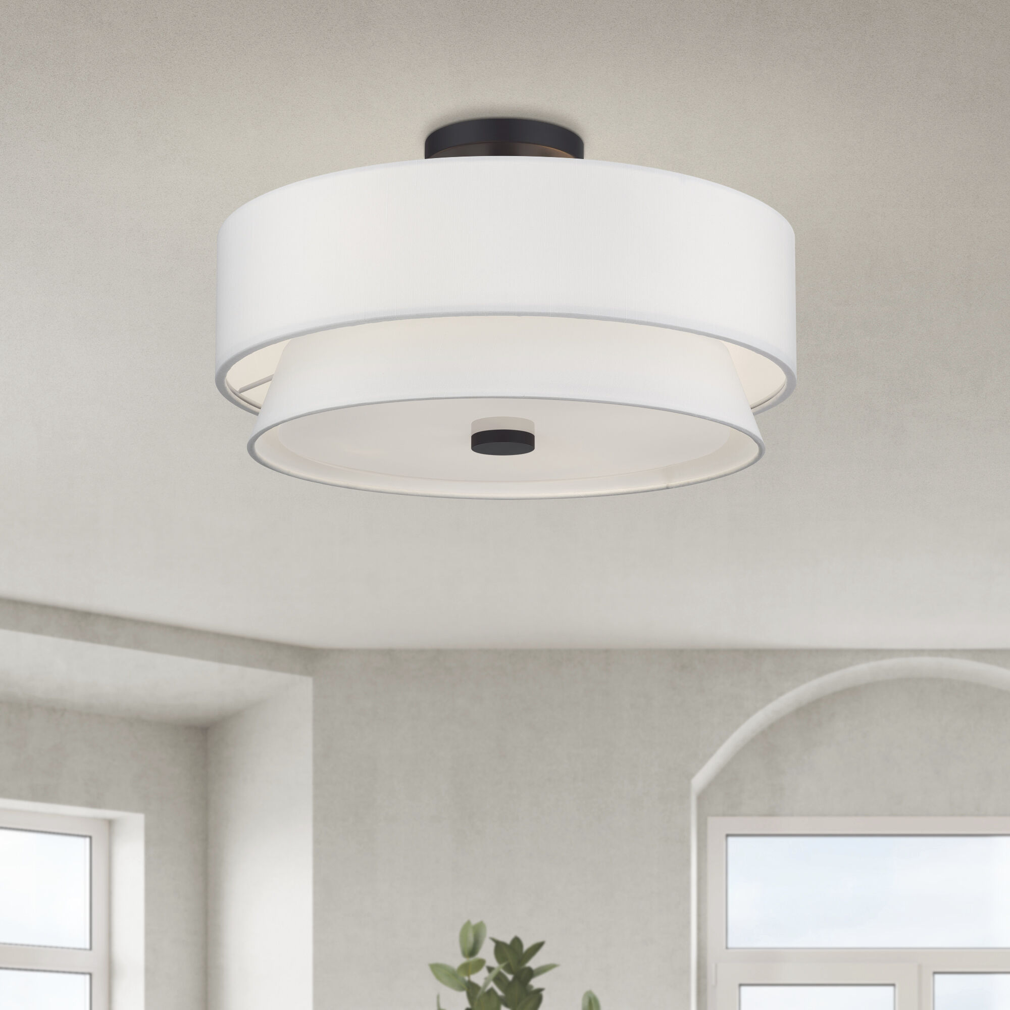 Fontana 4 Light 18 inch Bronze Semi-Flush Ceiling Light