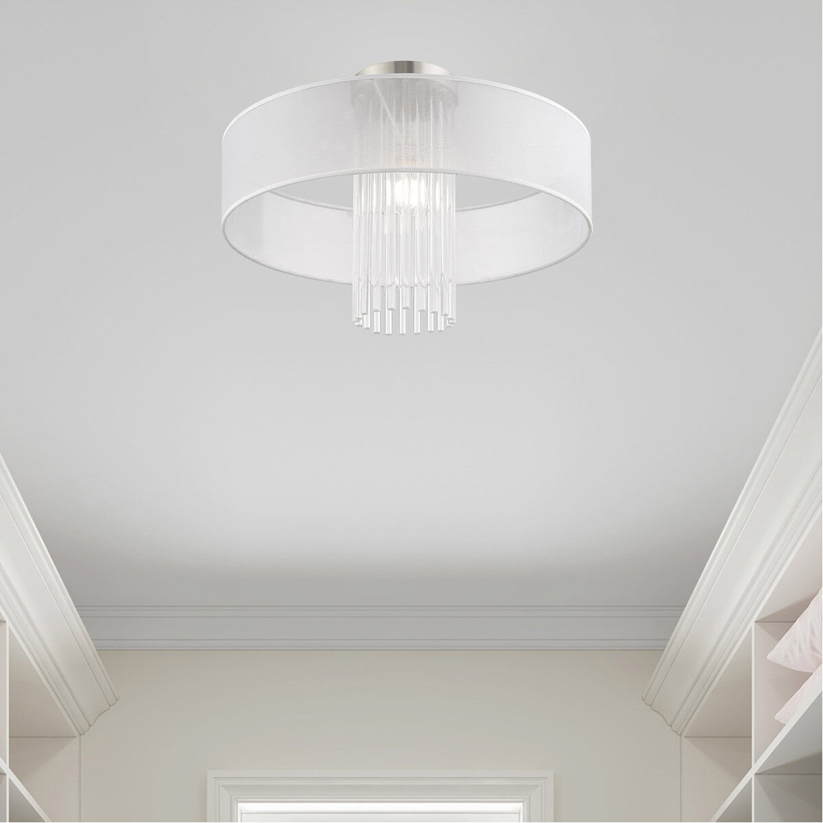 Alexis 1 Light 20 inch Brushed Nickel Semi-Flush Mount Ceiling Light