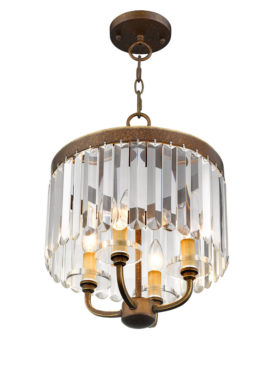 Ashton 4 Light 13 inch Hand Painted Palacial Bronze Convertible Mini Chandelier/Ceiling Mount Ceiling Light