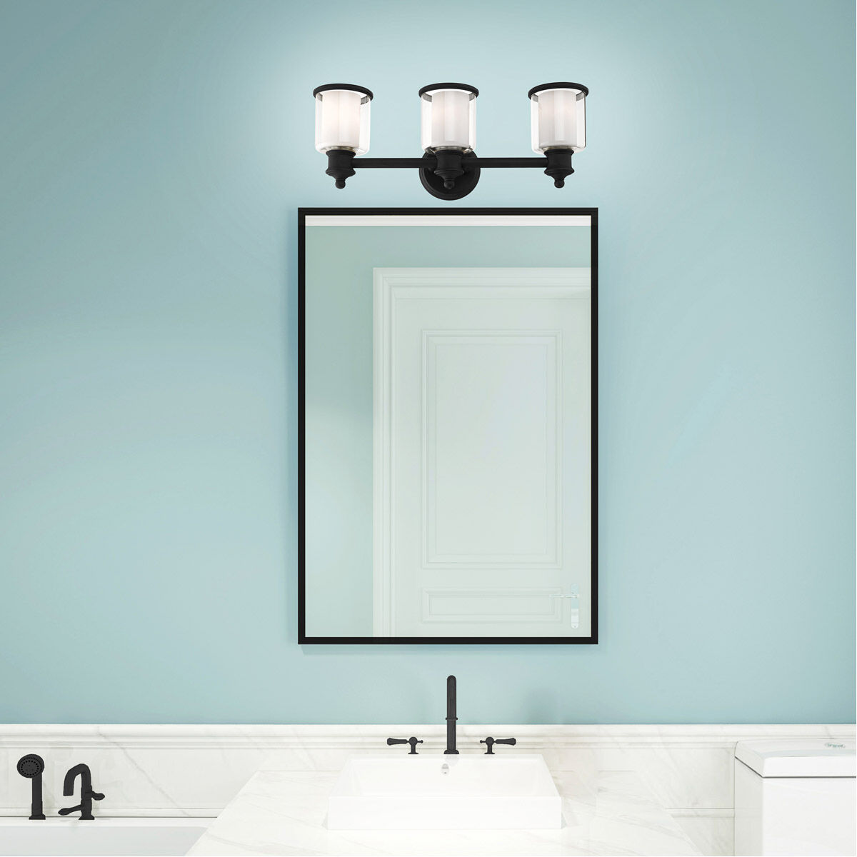 Middlebush 3 Light 24 inch Black Vanity Sconce Wall Light