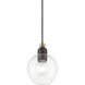 Downtown 1 Light 7 inch Bronze with Antique Brass Accents Mini Pendant Ceiling Light, Sphere