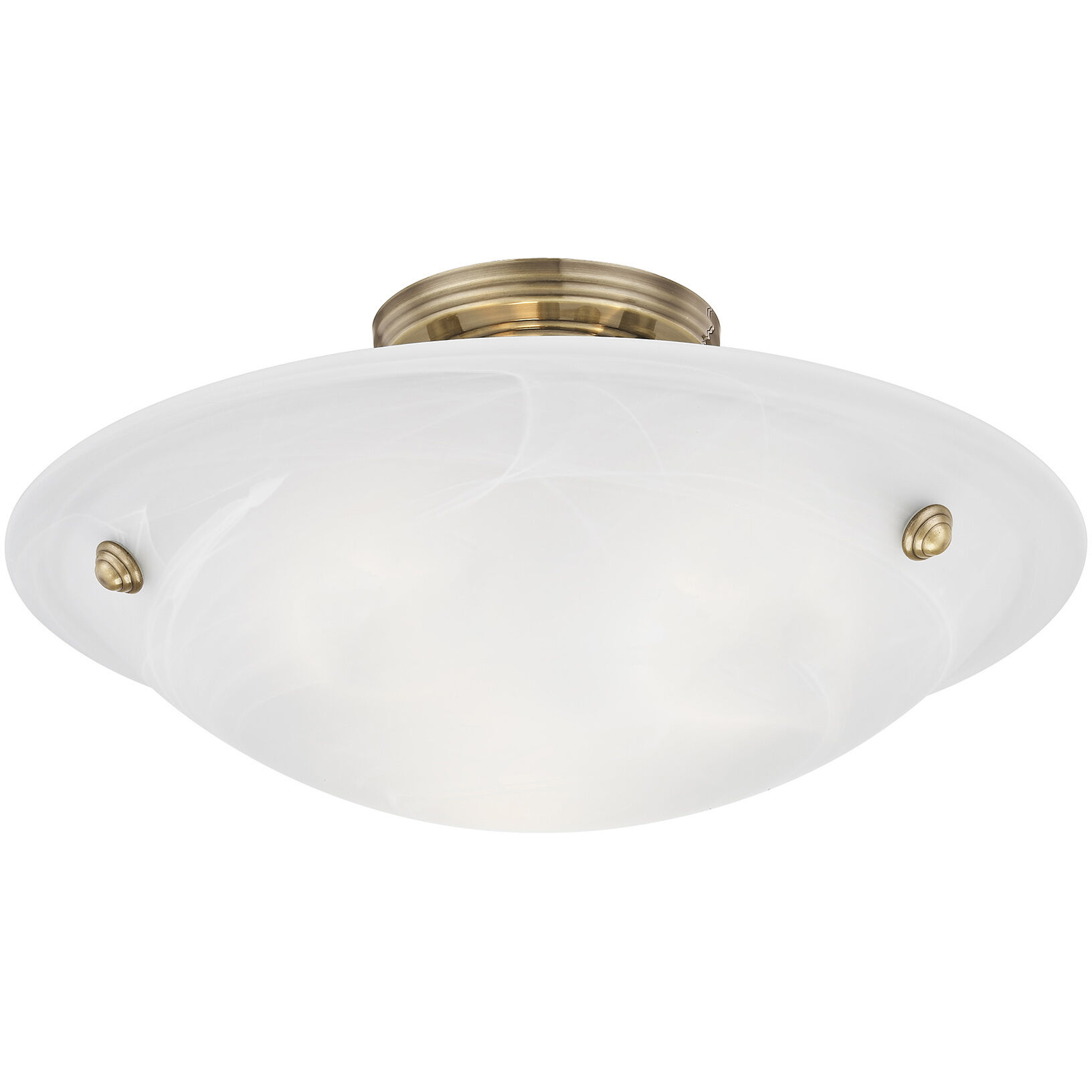 Oasis 3 Light 16 inch Antique Brass Semi-Flush Mount Ceiling Light