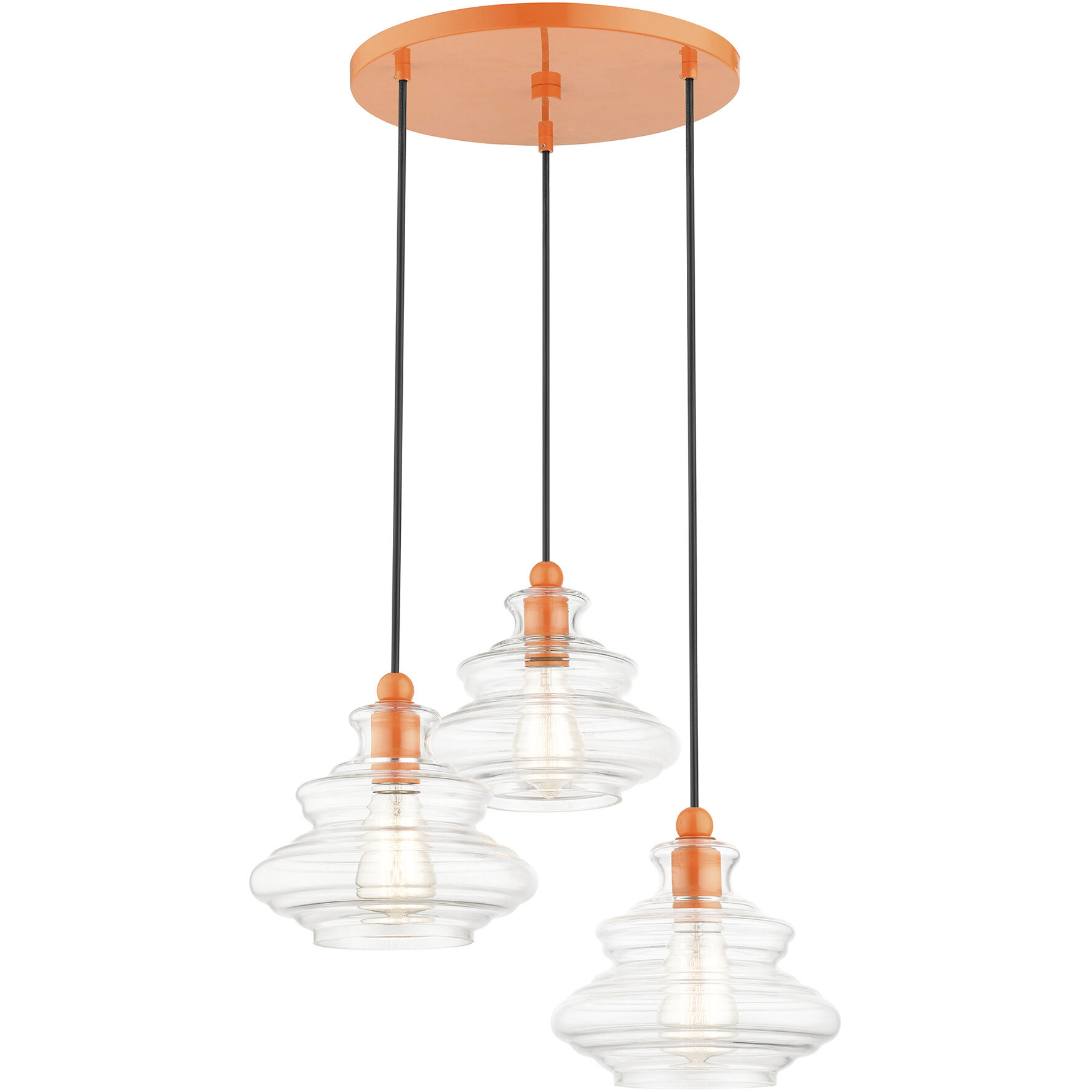 Everett 3 Light 20 inch Shiny Orange Pendant Chandelier Ceiling Light