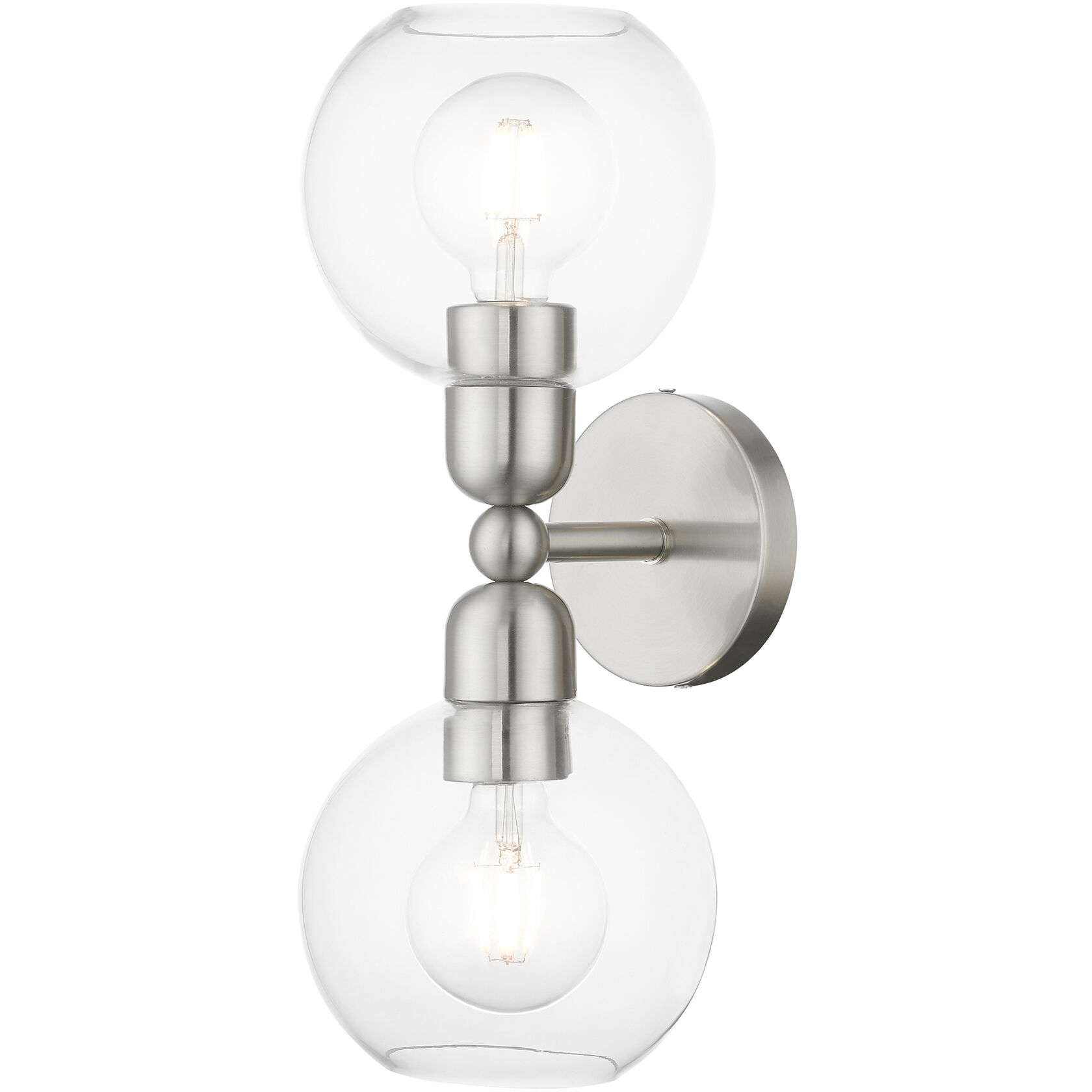 Downtown 2 Light 7 inch Brushed Nickel Vanity Sconce Wall Light, Sphere