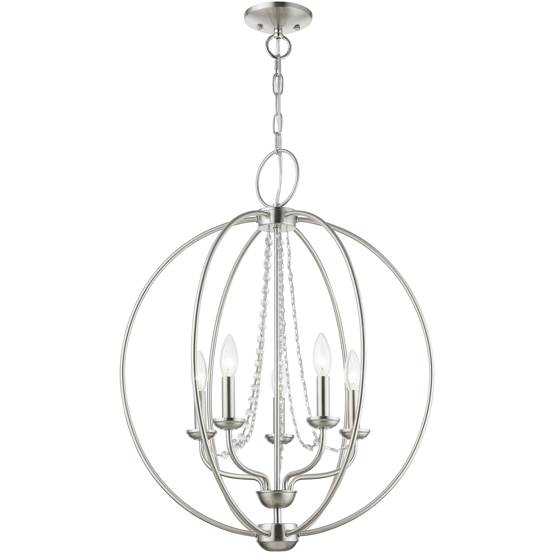 Arabella 5 Light 22 inch Brushed Nickel Chandelier Ceiling Light, Globe