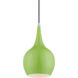 Andes 1 Light 8 inch Shiny Apple Green with Polished Chrome Accents Mini Pendant Ceiling Light