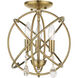 Aria 3 Light 13 inch Antique Brass Convertible Chandelier / Semi Flush Ceiling Light