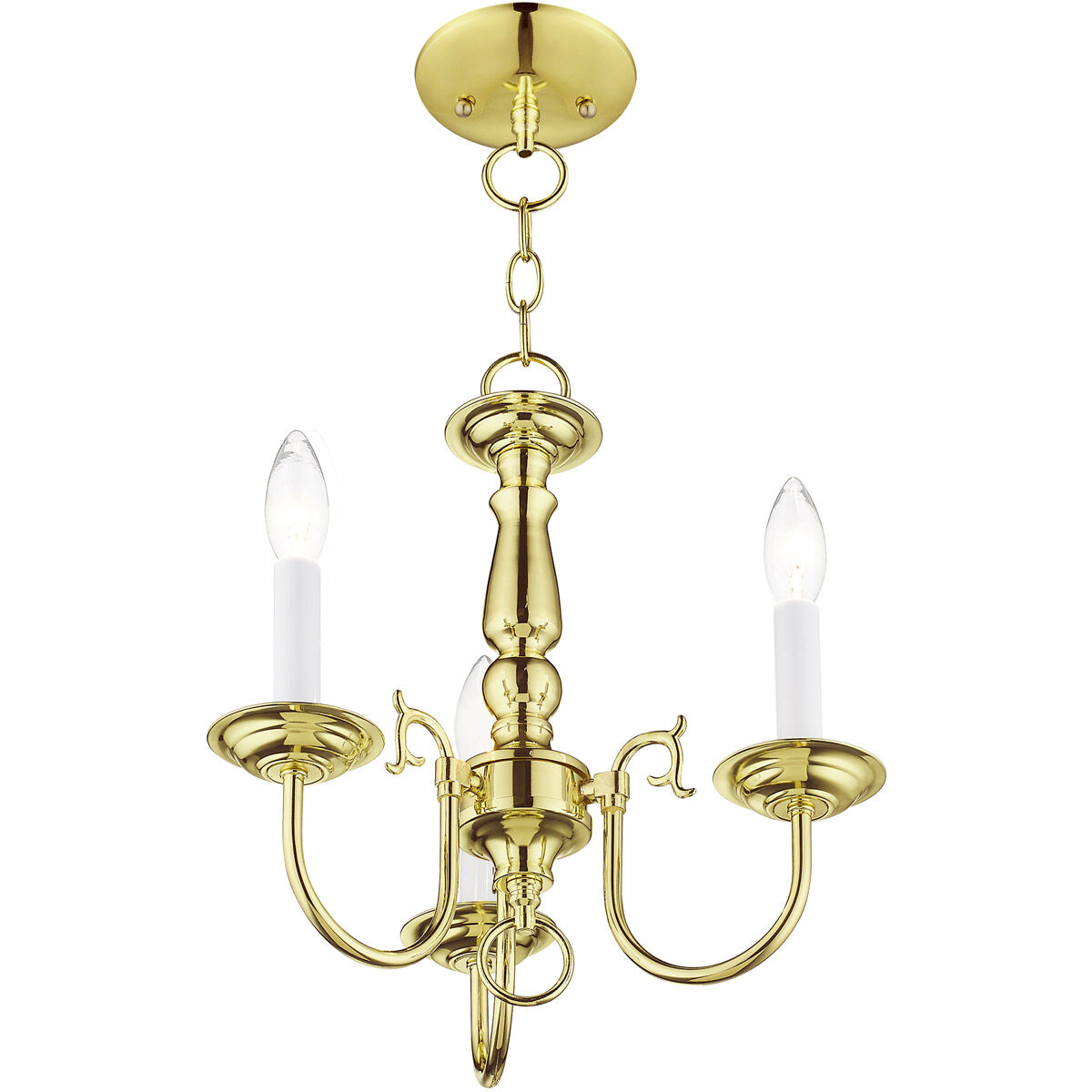 Williamsburgh 3 Light 14 inch Polished Brass Mini Chandelier Ceiling Light