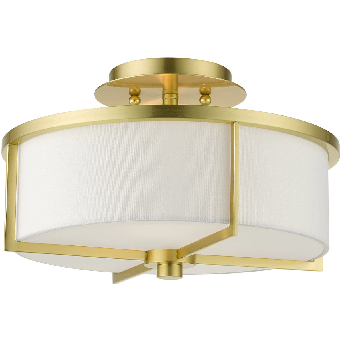 Wesley 2 Light 13 inch Satin Brass Semi Flush Ceiling Light