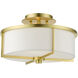 Wesley 2 Light 13 inch Satin Brass Semi Flush Ceiling Light