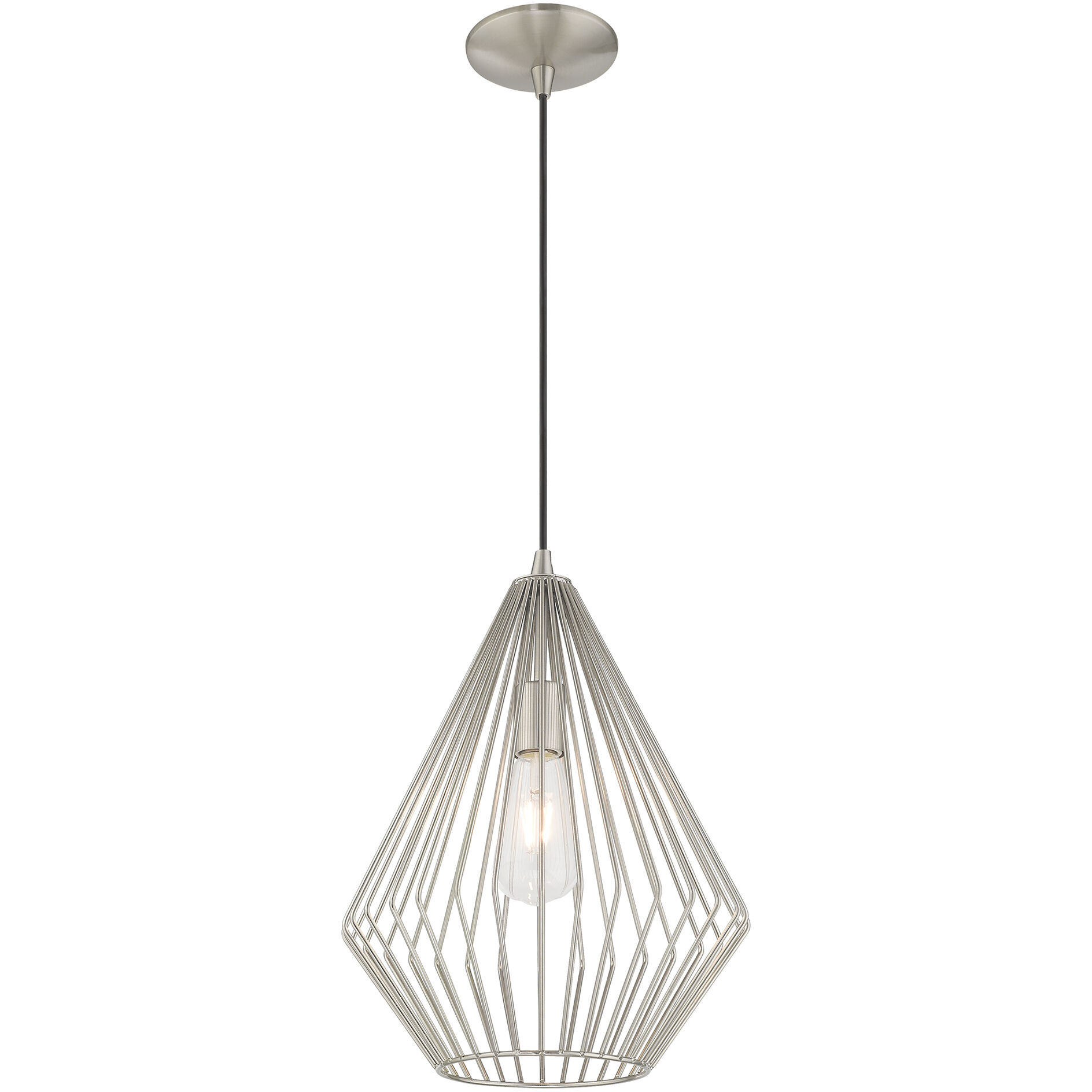 Geometric 1 Light 12 inch Brushed Nickel Mini Pendant Ceiling Light