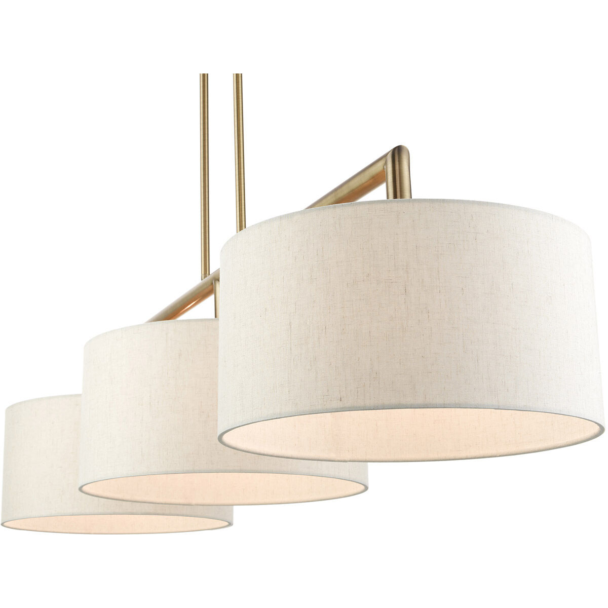 Meridian Linear Chandelier Ceiling Light in Antique Brass