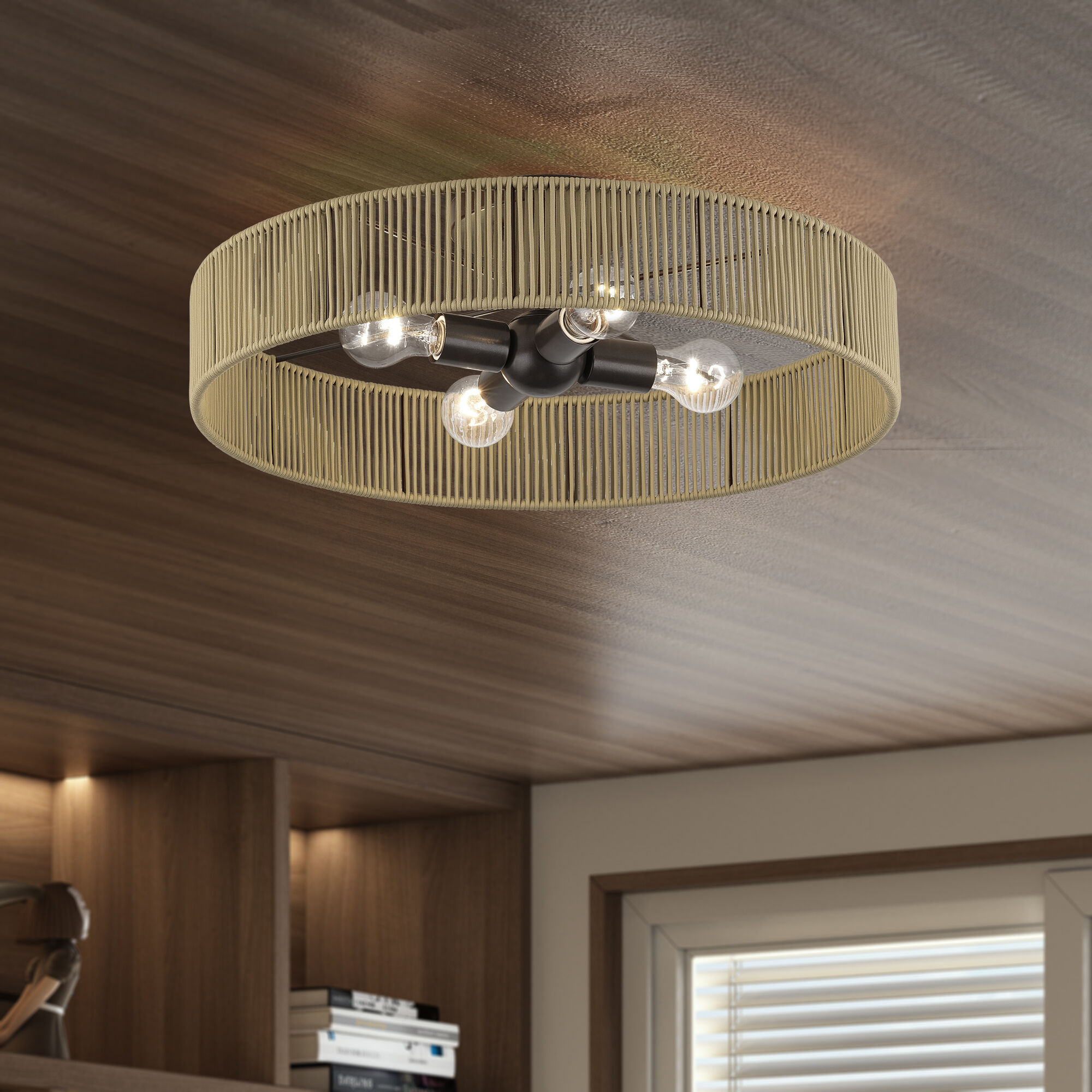 Goldiemesh 4 Light 22 inch English Bronze Semi Flush Mount Ceiling Light, Extra Large