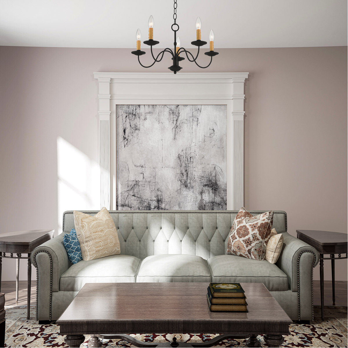 Heritage 5 Light 20 inch Black Chandelier Ceiling Light